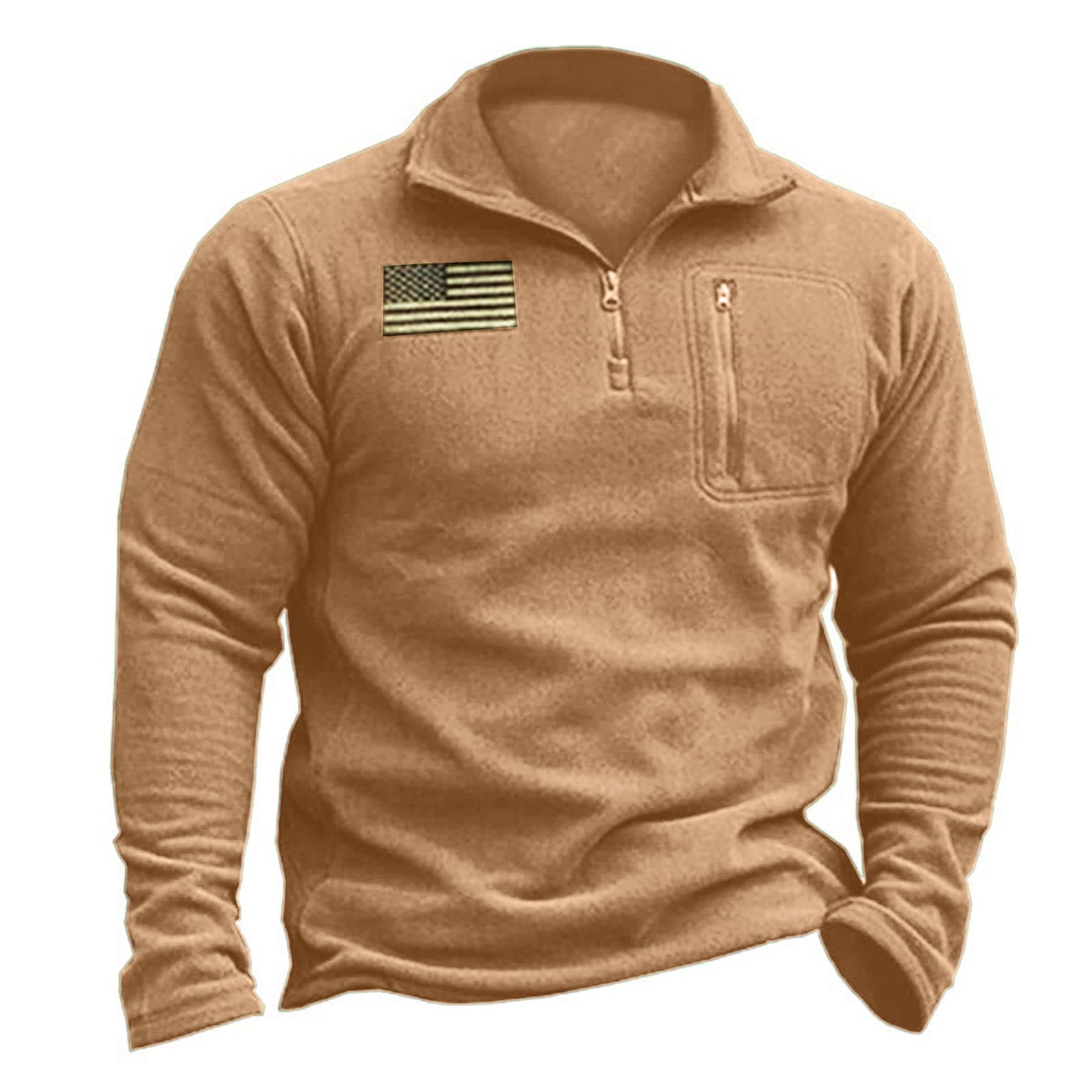 Mens Tactical Fleece Jacket Quarter Zip Pullover Soft Warm Sweatshirt