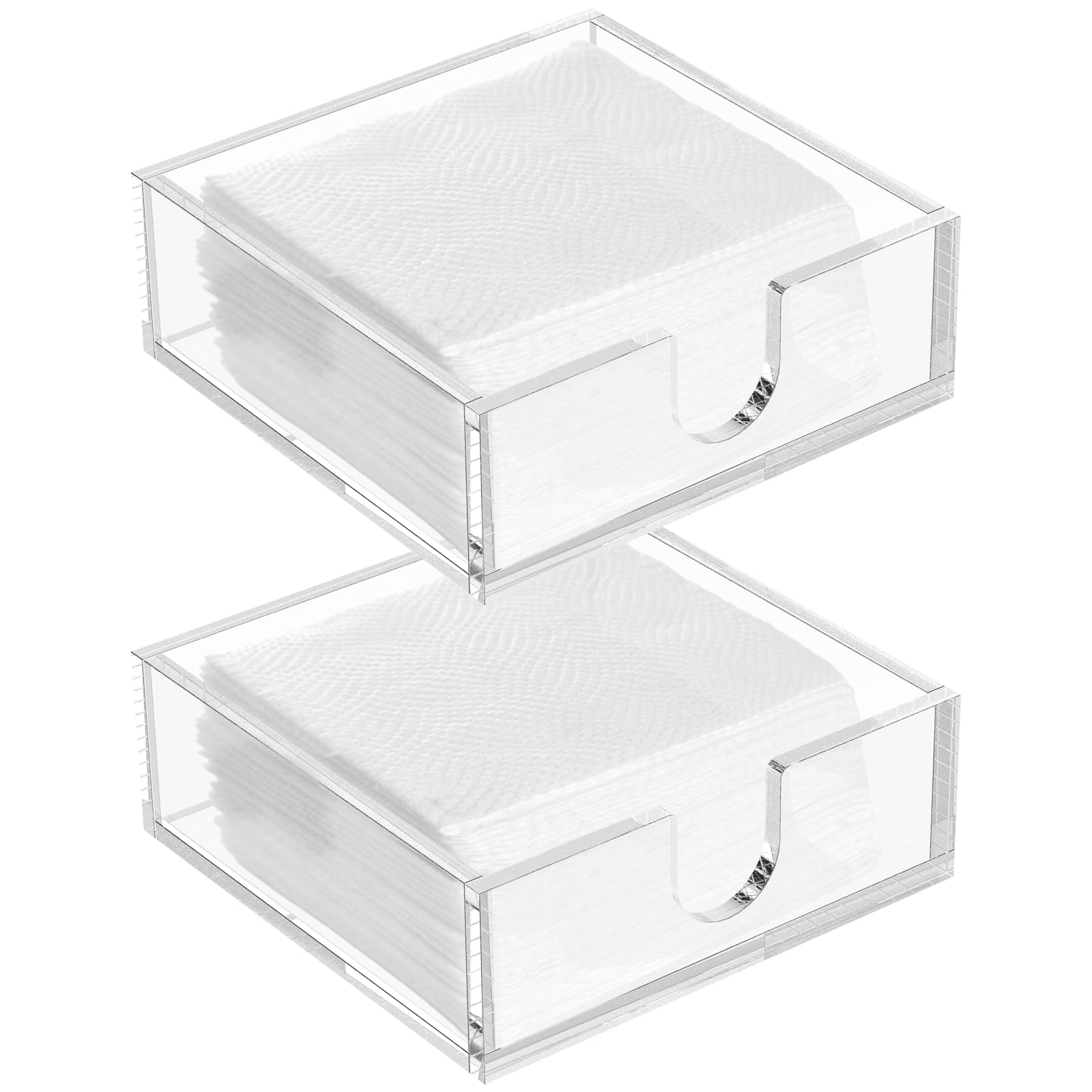 ZWIN Acryl Serviettenhalter – 14x14 Cm, Transparent, Quadratisch, Mit Anti-Rutsch-Pads, Für Bar, Party & Küche