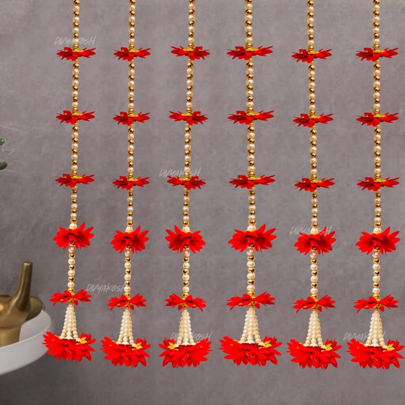 Divyakosh Door thoranam for Main Door, Side Hangings Red Flower Strings (Pack of 6, Size 2 FT Each), Wedding Decorations, Event Dcor, Perfect for Diwali, 24 Inch (B0D6BZM6VB) Amazon Price History, Amazon Price Tracker