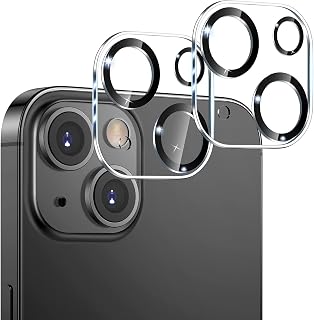 [2 Pack] Camera Lens Protector Compatible for iPhone 13 / iPhone 13 Mini 2021, HD Tempered Glass+Black Circle