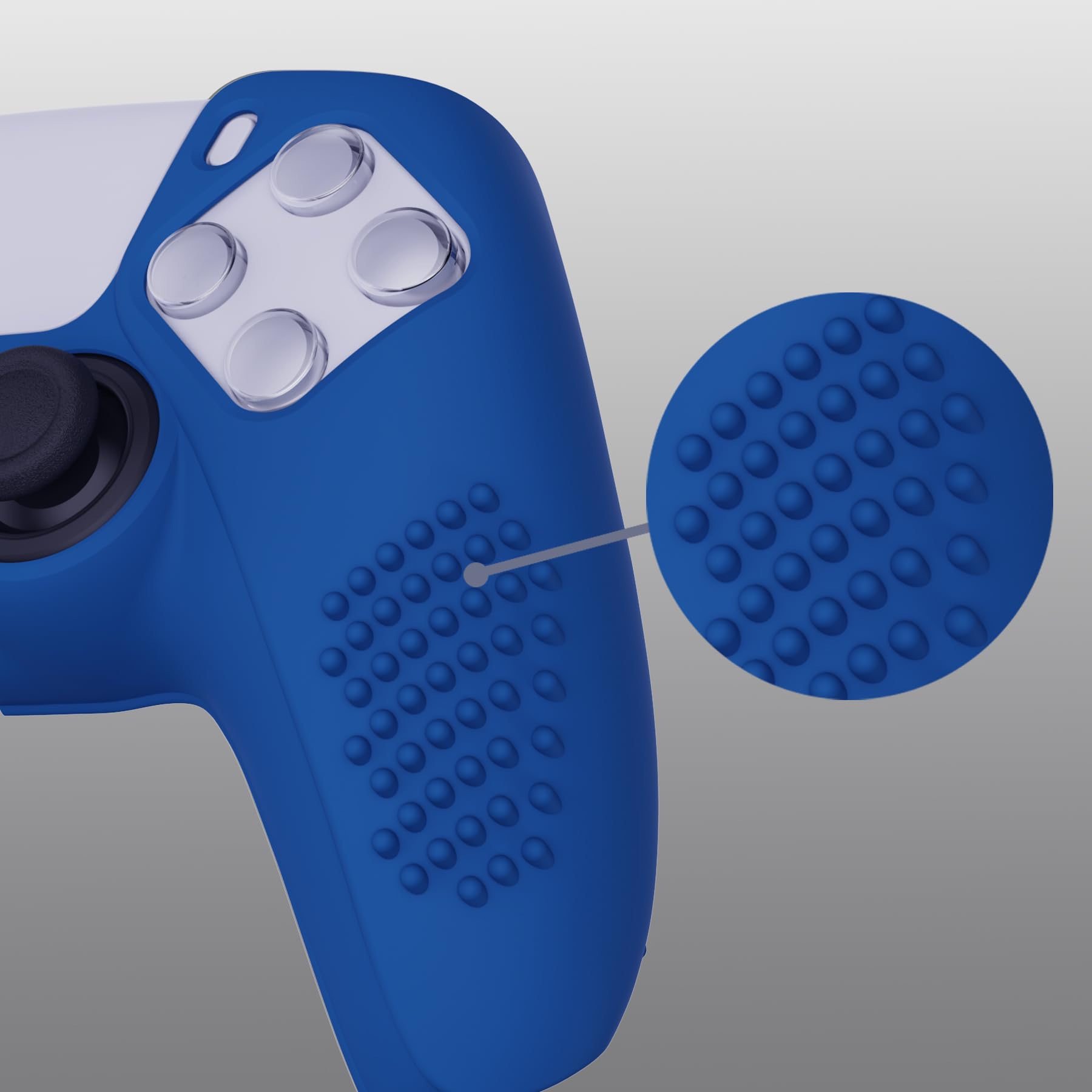 eXtremeRate PlayVital Funda de Silicona para ps5 Mando - Carcasa Protectora con 6 Tapas de Joysticks, Impermeable, Resistente y Antideslizante, Funda de Goma Suave para ps5, 3D Tachonado (Azul)