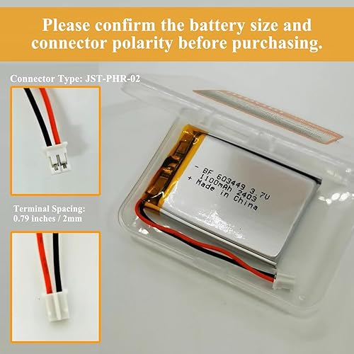 Miniatura 4 de 3.7V Lipo Batería 2000mAh 103454 103450 3.7V Batería de polímero de litio recargable con conector JST para altavoz y Dashcam