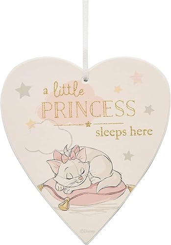 Disney Magical Beginnings A Little Princess Sleeps Here Marie Aristocats - Placa de madera perfecta para niños, recién nacidos con licencia oficial