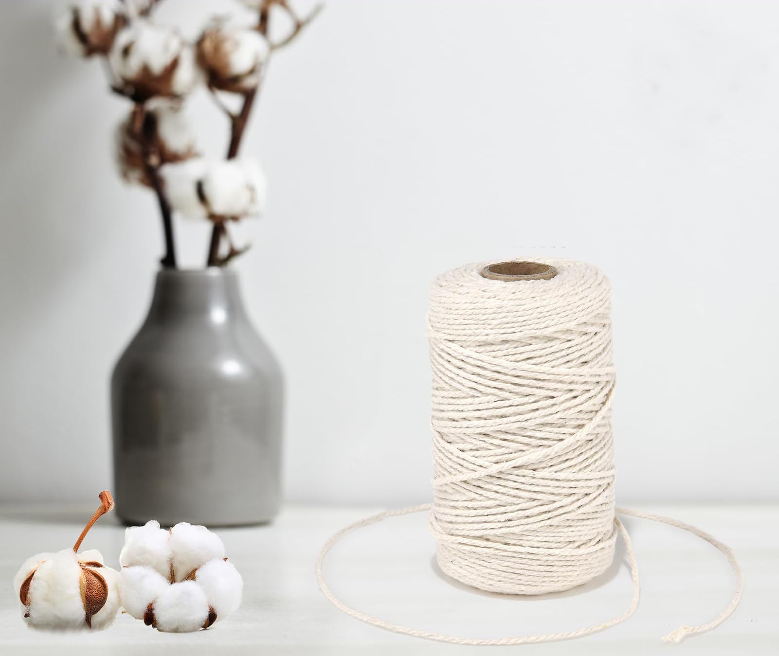 Cotton Twine String - 328 Ft 2MM for Crafts, Bakers Twine, Kitchen Cooking, Butcher Meat, Roasting, and Gift Wrapping - Versatile and Durable