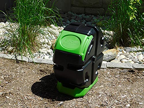 Image of FCMP Outdoor HOTFROG Half Size Rolling Single Chamber Batch Tumbling Composter - Outdoor Rotating Garden Compost Bin (HF-RC2000WB-GRN) Black & Green (19-Gallon)