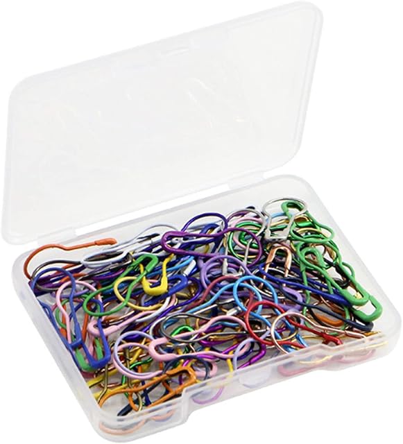 Safety Pins,Colors Metal Safety Pins,Bulb Pin/Gourd Pin/Calabash Pin forKnitting Stitch Markers, Sewing Clothing DIY Craft Making with Storage Box(120 Pcs/Box)