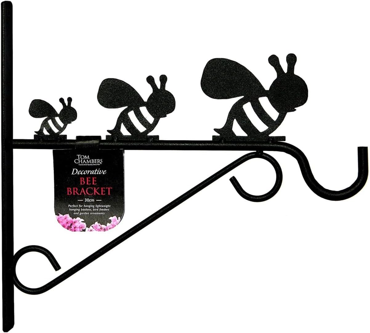 Tom Chambers Decorative Bees Hanging Basket Bracket Black - 30cm, BR056
