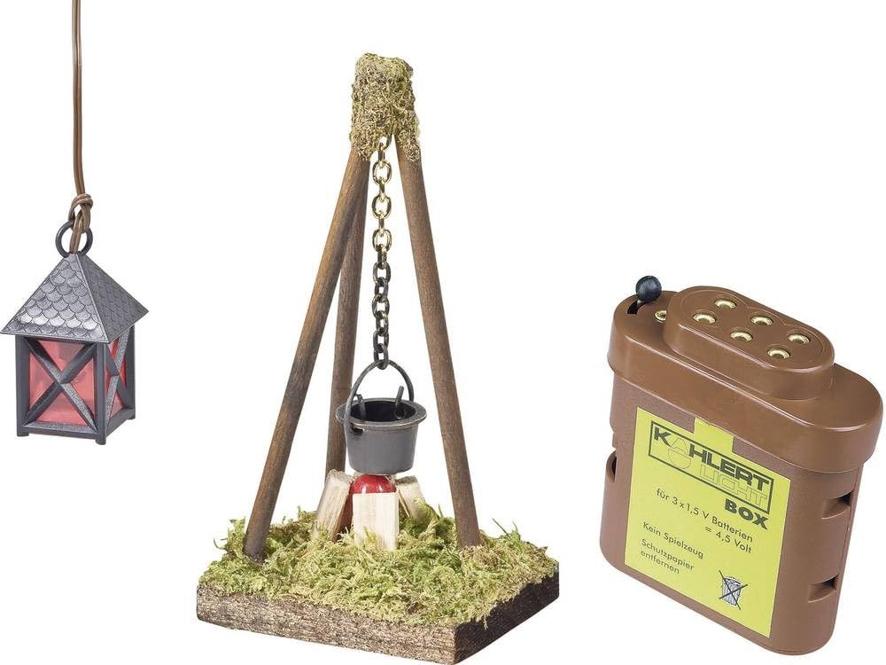 Kahlert Licht Puppenhaus-Laterne Schwarz Mit Rotem Einsatz, 45 Mm Hoch - Mit Ersatzglühlampe