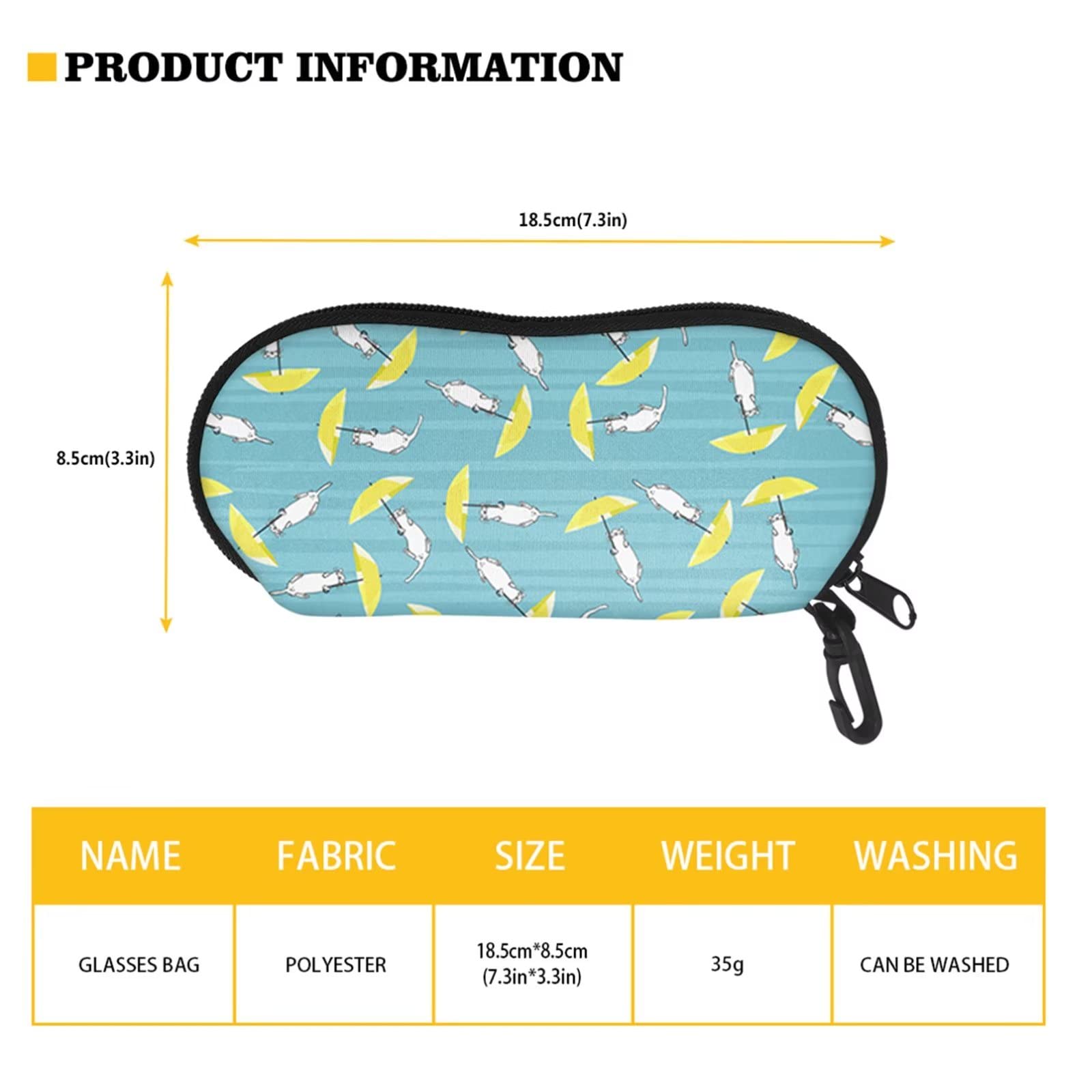 Babrukda American Flag Print Glasses Case, Soft Sunglasses Case, Portable Travel Zipper Eyeglasses Organizer Bag Pouch with Clip Gift for Women Men Kids Youth Boys Girls