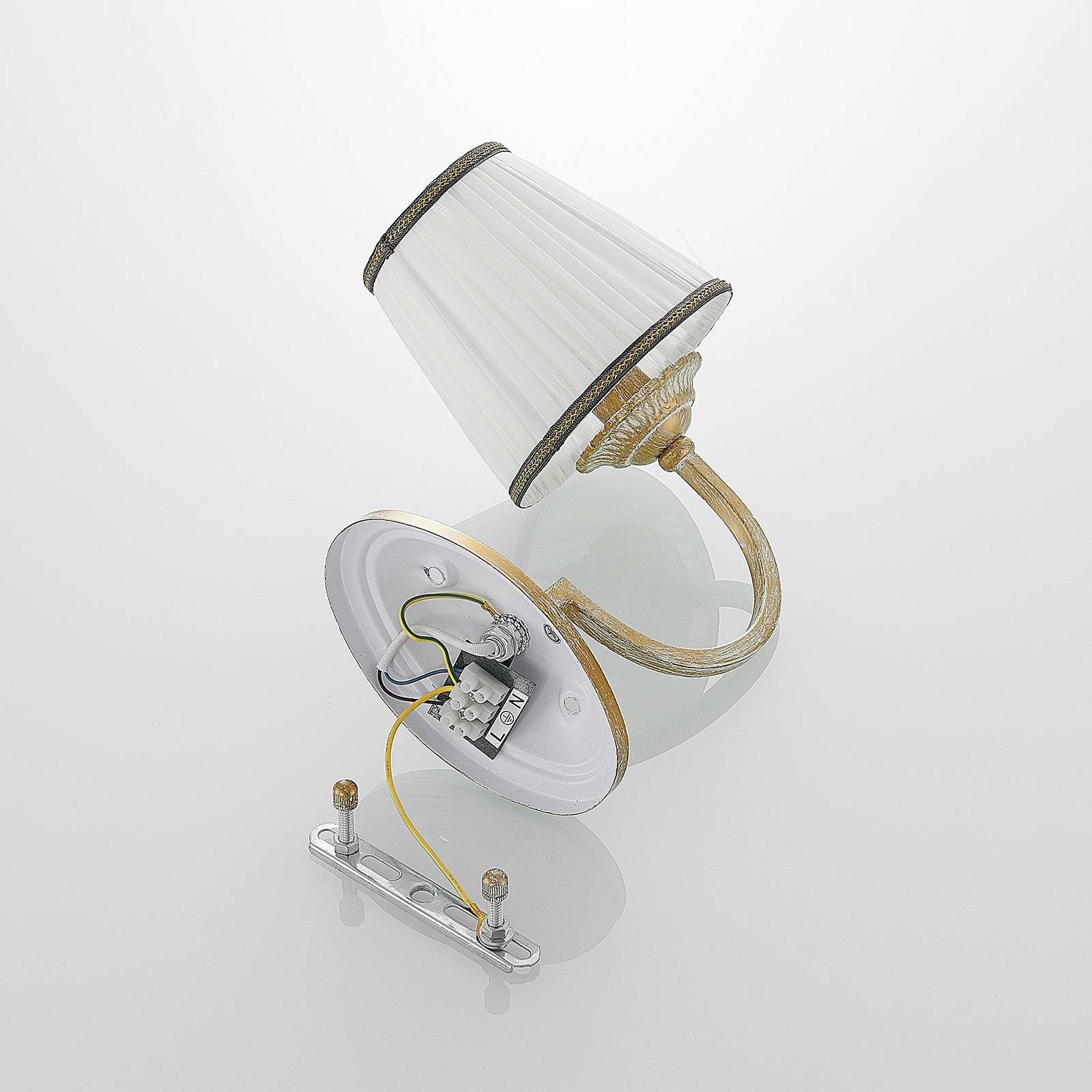 Lindby Textil Wandlampe altmessing, Wandleuchte innen IP20 Innenleuchte Wand 1x E14 ohne Leuchtmittel Wandbeleuchtung Wohnzimmer Esszimmer Flur