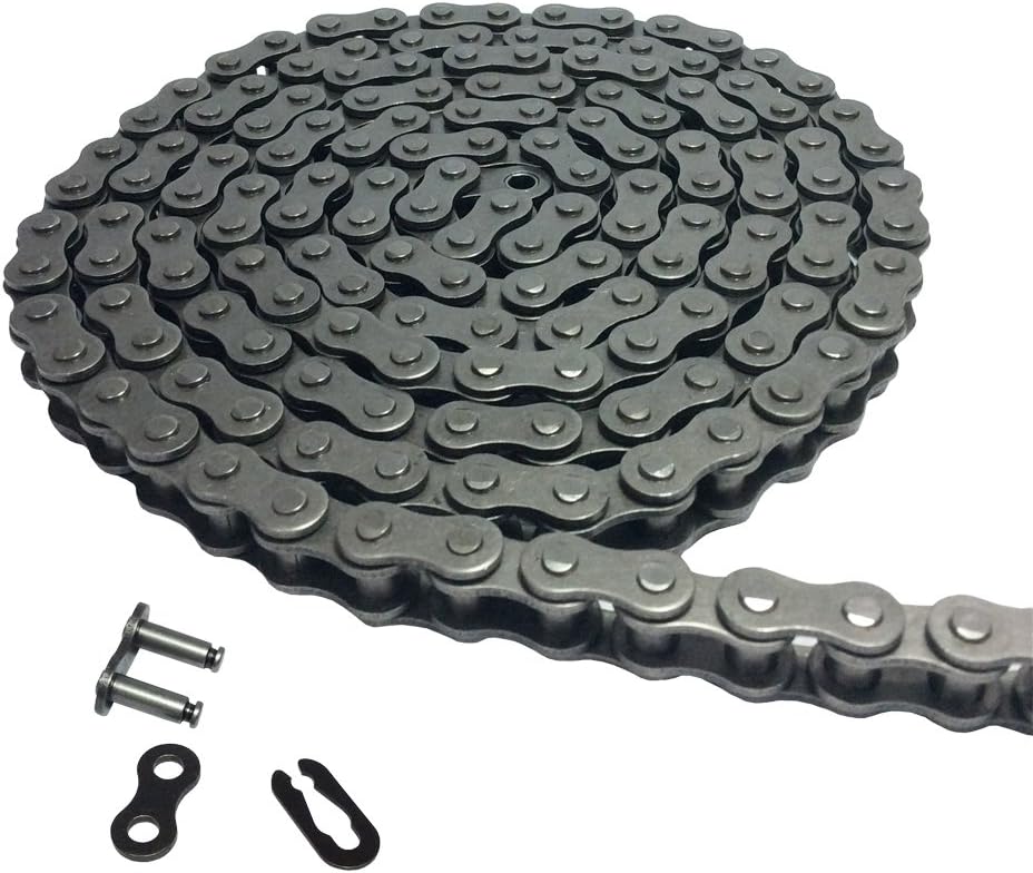 KOVPT 10Ft #40 Heavy Duty Roller Chain with 1 Connector Link for Go Kart, Mini Bike, Garage Gate Chain Replacements
