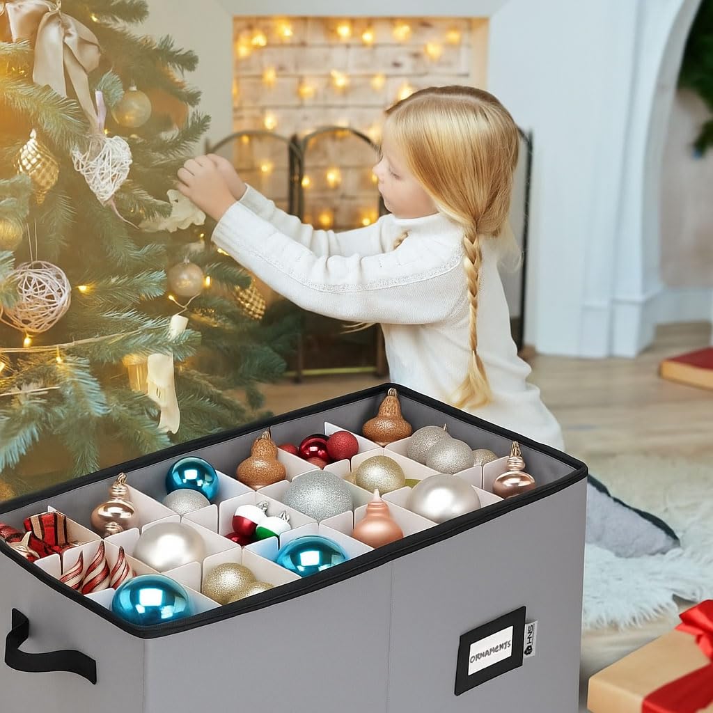 Amazon.co.jp: クリスマスオーナメントストレージコンテナ 仕切り付き