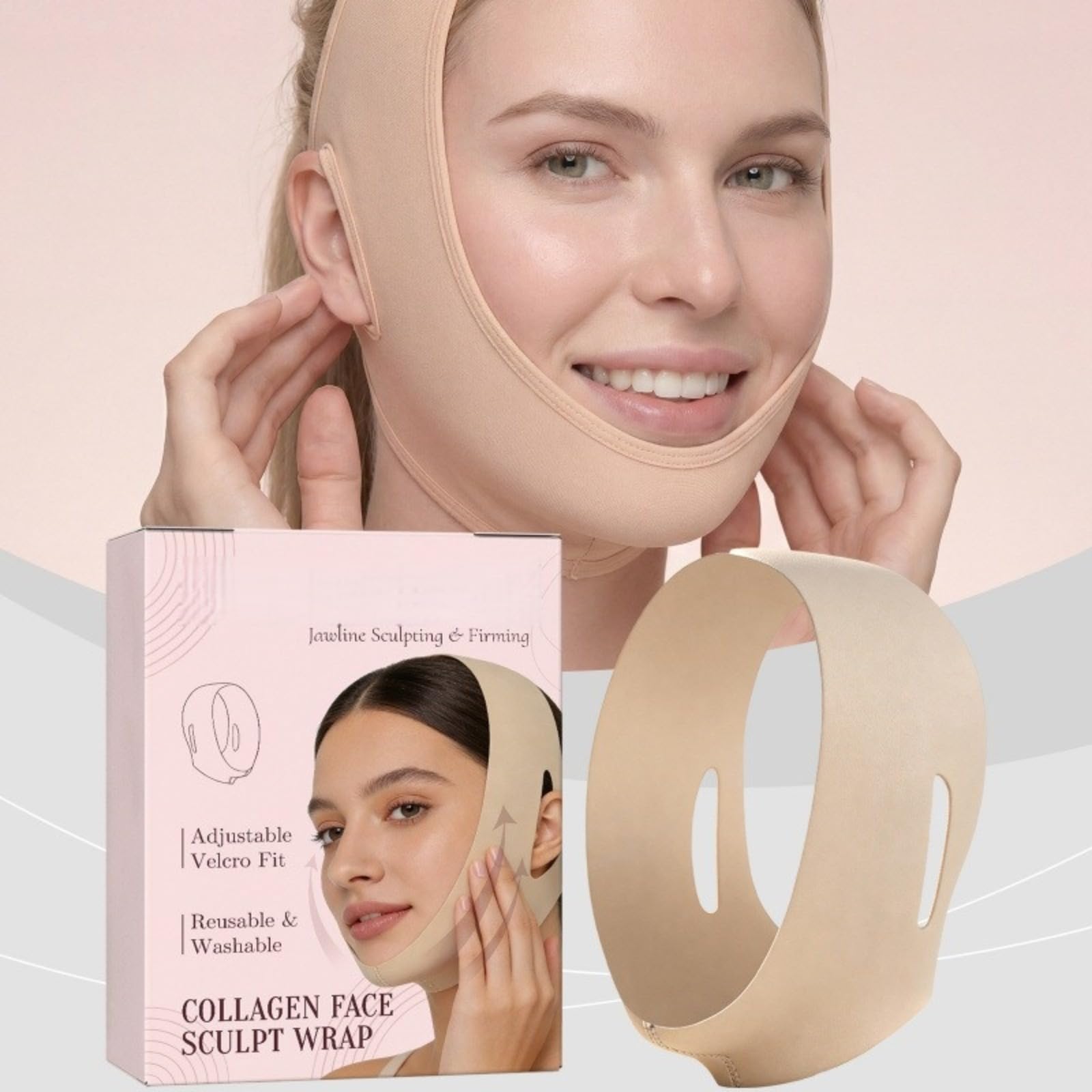 Masque Visage V-Line Refroidissant,Masque Anti Double Menton Réutilisable,Bande Lifting Visage en Tissu Glacé,Masque Menton pour Dormir & Raffermir,To Eliminate Sagging Skin Anti-Wrinkle