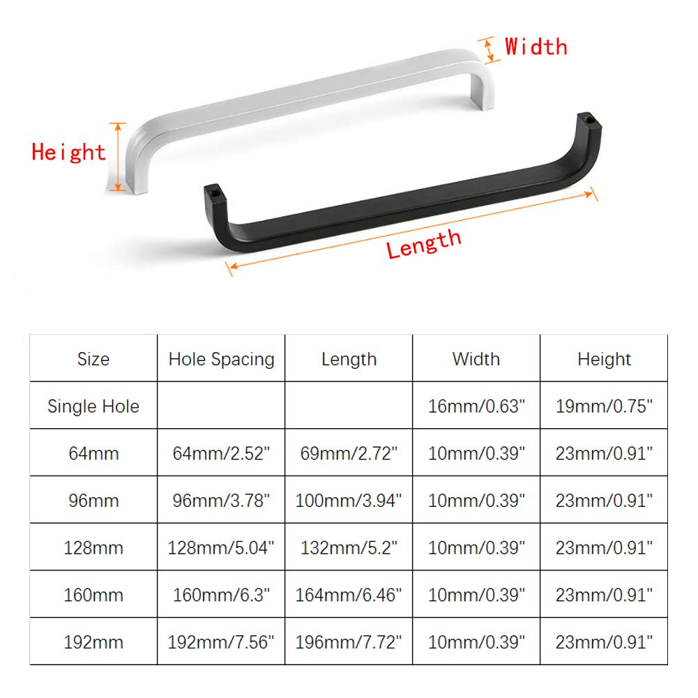 ANSIEDIO 2pcs Black Aluminum Alloy Cabinet Cupboard Closet Wardrobe Door Drawer Knobs Pull Handles (96mm) - Image 3