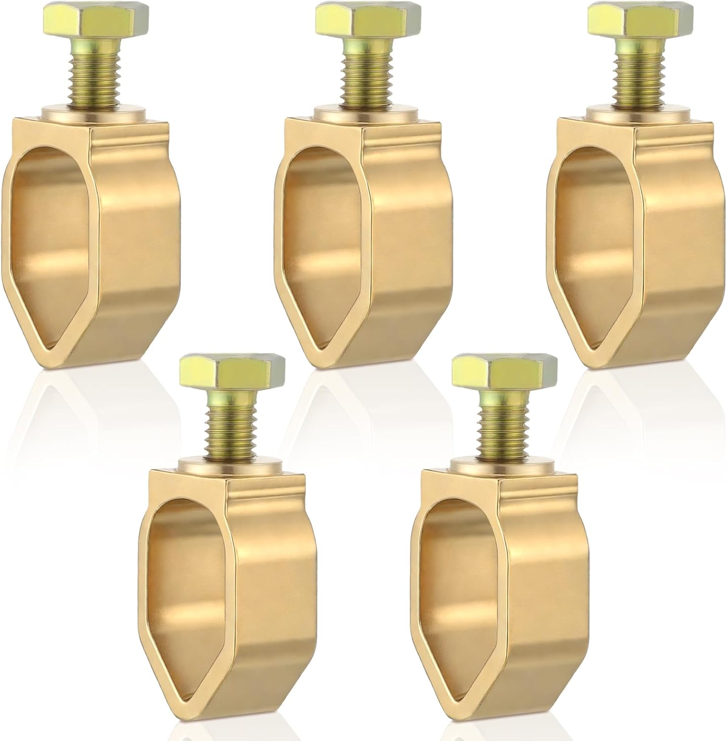 5 Pack Copper Ground Rod Clamp for 1/2''- 5/8'' Grounding Rods, Direct Burial Durable Brass Mechanical Connectors for Electric Fence & Antennas Grounding