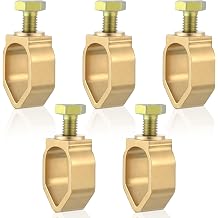 5 Pack Copper Ground Rod Clamp for 1/2''- 5/8'' Grounding Rods, Direct Burial Durable Brass Mechanical Connectors for Electric Fence & Antennas Grounding