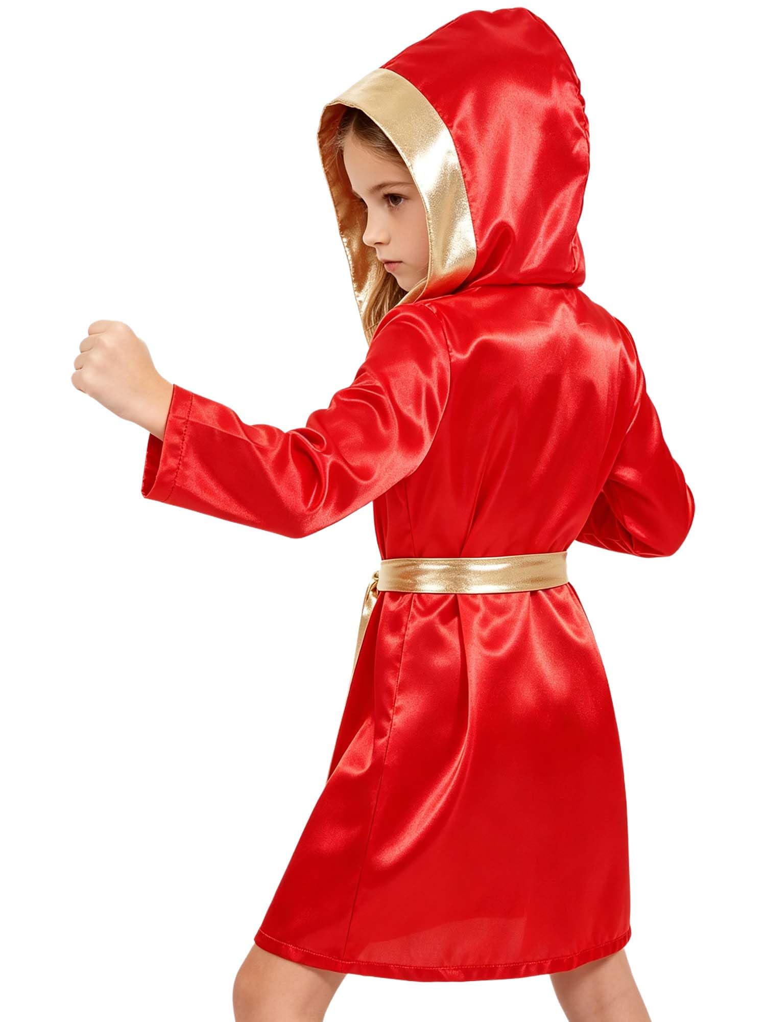 Linjinx Bambini Maglietta Boxe Bambino Costume Pugile Abbigliamento Set Mma Rosso 9-10 anni