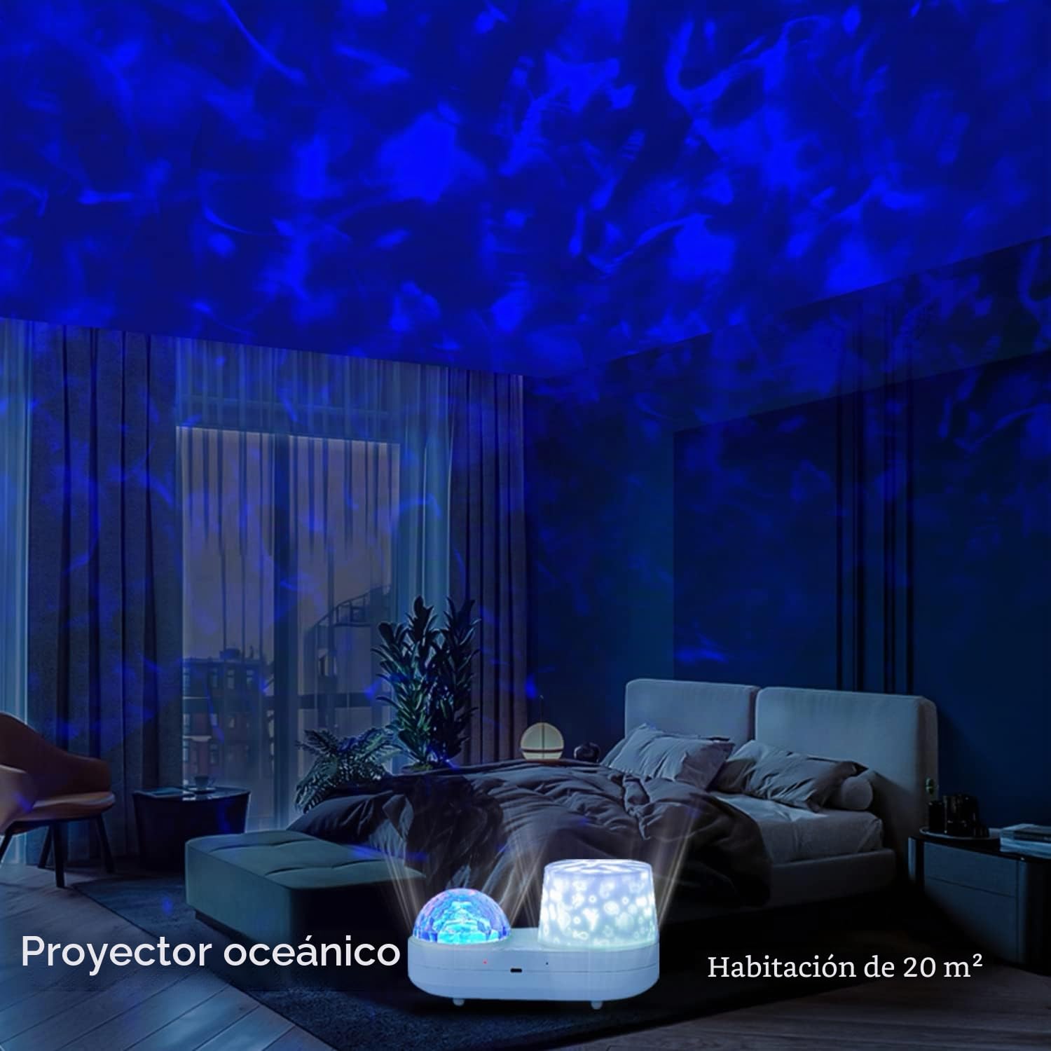 Proyector de luz nocturna oceánica, proyector de galaxia para niños, proyector de estrellas de nebulosa con cable USB, rotación de 360 grados, lámpara de luz nocturna para niños para