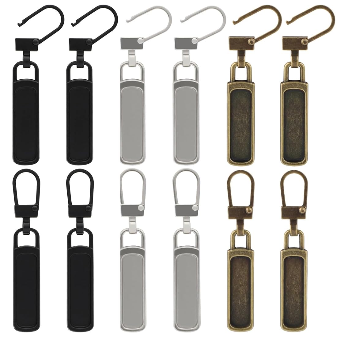 12 Cursori Per Cerniera - 3 Misure Diverse - Ricambio Per Vestiti, Jeans E Valigie - Facili Da Applicare - Foto 12