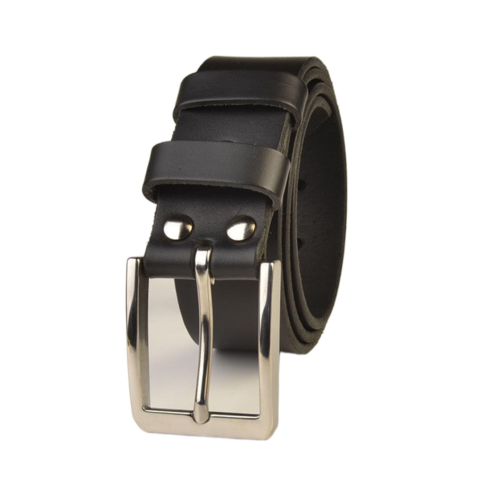 Cintura, cintura da uomo con fibbia ad ardiglione, cinture da cowboy regolabili in pelle for uomo con fibbia quadrata in metallo argento inossidabile