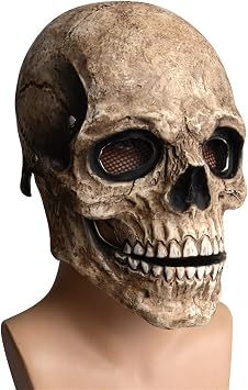 Full Head Skull Mask Movable Mouth Skeleton Helmet Mask Halloween Costume Horror Cosplay Props Party Supplies