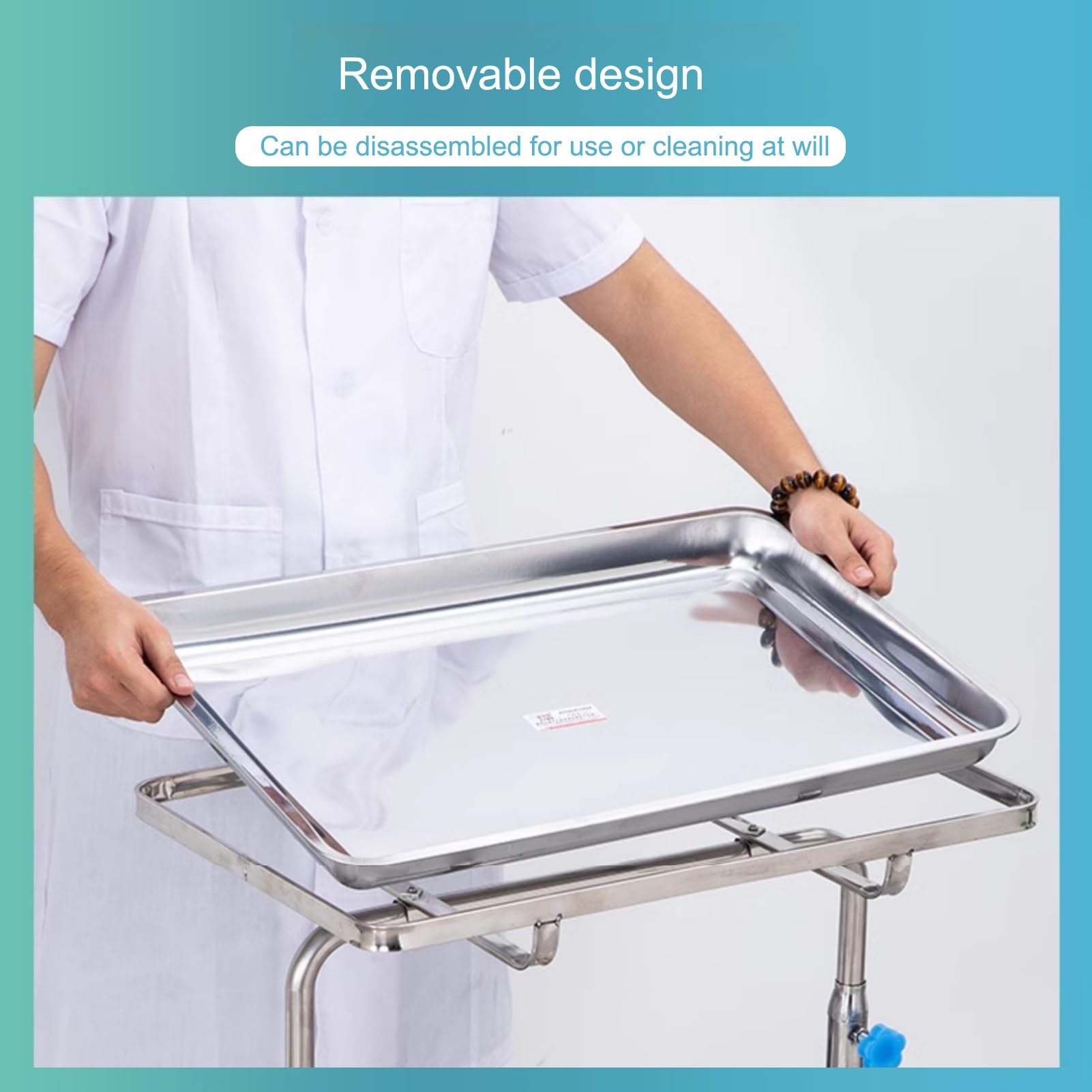 JHDXL Laborwagen Medizinwagen mit 1 Ablagen, Medical Dental Lab Cart, Mobiler Metallwagen mit Lenkrollen, für Labor, Krankenhaus, Zahnarztpraxis, Salon usw(60 * 40cm/24 * 16in)
