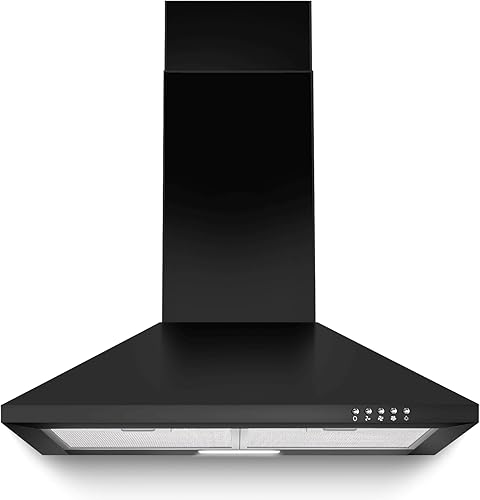 SNDOAS Campana extractora de 24 pulgadas, 450 CFM Campana extractora negra para montaje en pared, Campana extractora de cocina convertible con