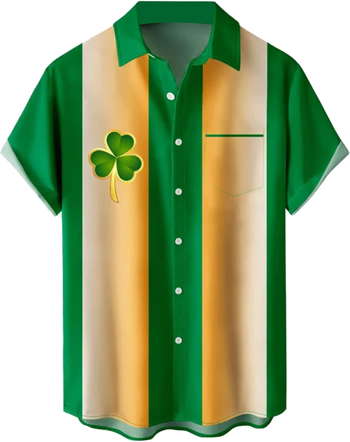 Men's St Patrick's Day Shirt Shamrock Print Bowling Short Sleeve Hawaiian Casual Bu...