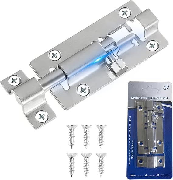 Door Bolts Lock Gate Bolt 3"(71mm), Security Slide Latch Lock Stainless