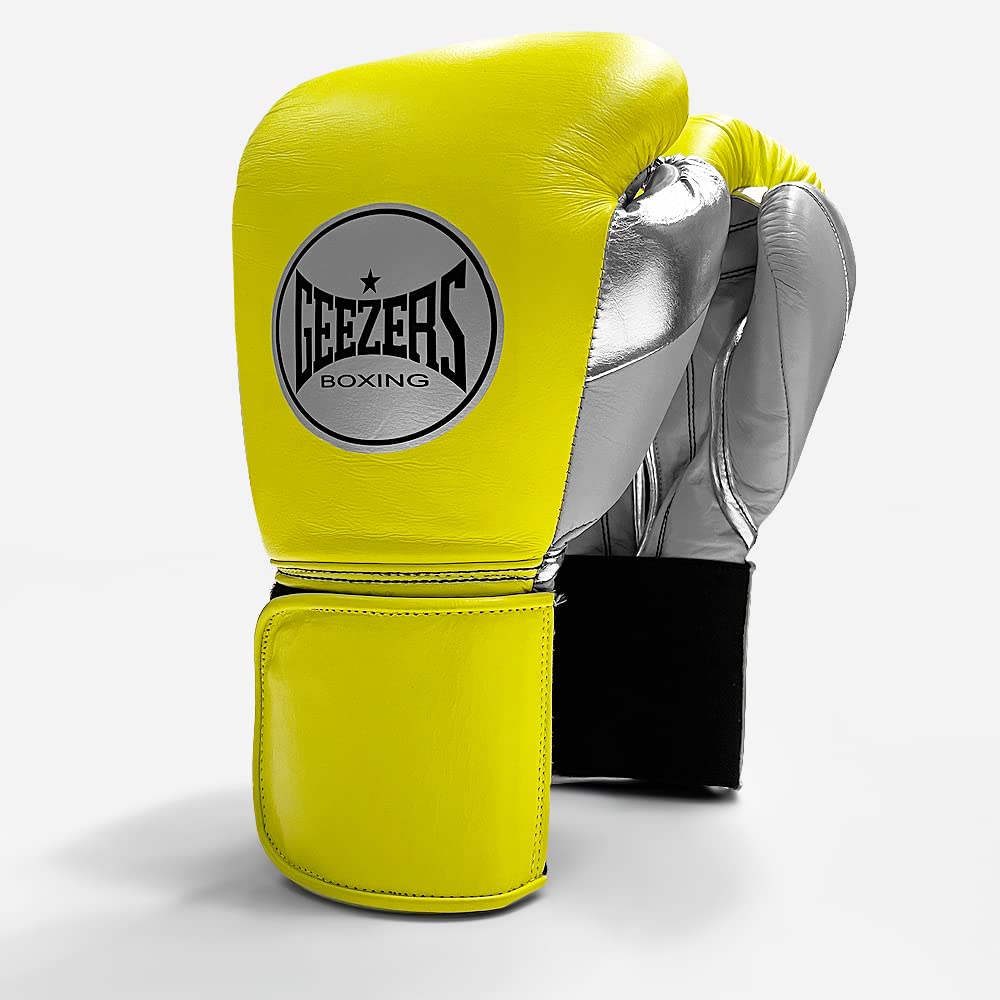 Geezers Halo Training/Sparring Boxing Gloves - Hook & Loop (POP YELLOW/GREY, 12OZ) — image 1