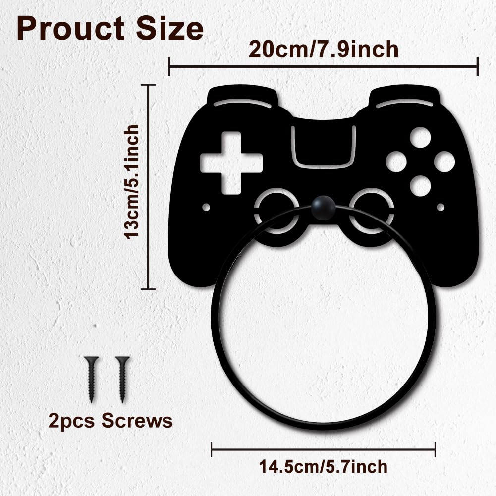 MAYJOYDIY Toallero de metal con forma de mando de juego, soporte para toallas para decoración de habitación de jugadores, soporte de toalla de arte negro, montado en la pared para baño, cocina, hogar,