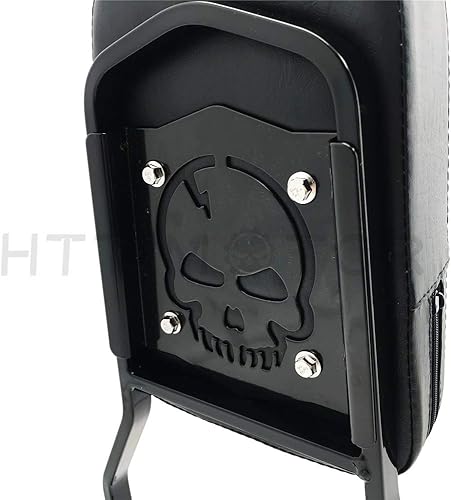 Miniatura 2 de HTTMT MT501-006+SS001-SA- Respaldo desmontable negro brillante Sissy Bar Skull Compatible con Harley 05 y posteriores FLST FLSTSC