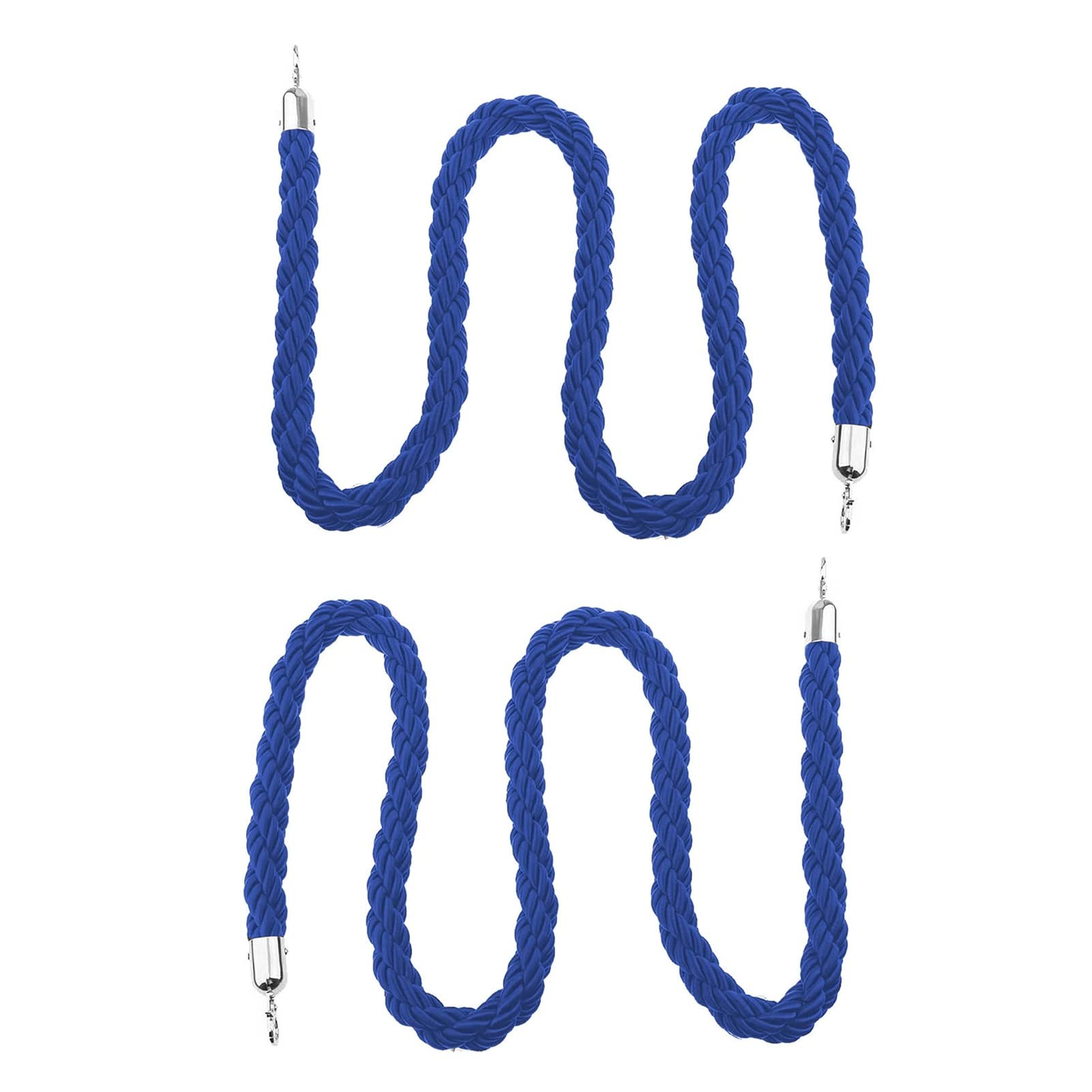 Guardrail rope， 2pcs Stanchion Twisted Rope, Hanging Braided Hemp Ropes Barrier for Crowd Control, Divider Opening Event Queue Line/(Blue,5M/16.4Ft)