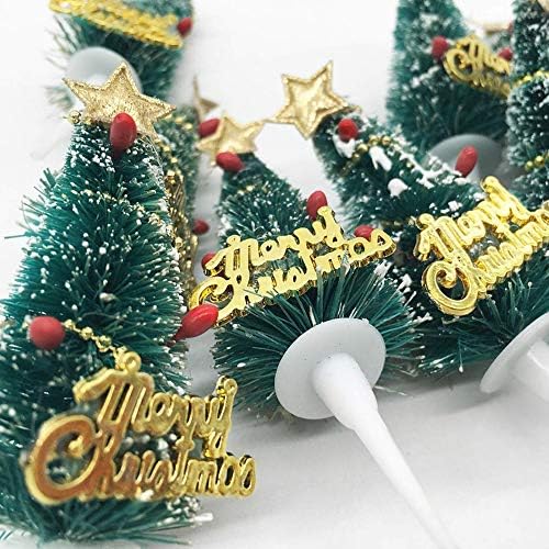 12Pcs Merry Christmas Trees Cake Toppers Snowflake Star Trees Christmas Decoration for Xmas Twinkle DIY Glitter First Birthday Cupcake Topper Cake Smash Candle Alternative Party Ornament DIY Craft
