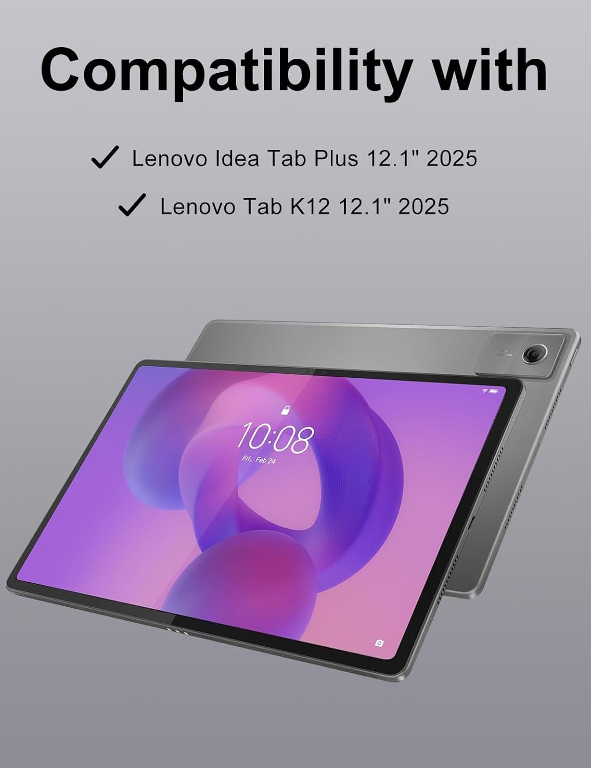 Keyboard Case for 2025 Lenovo Idea Tab Plus 12.1 Inch/Tab K12, Magnetic Detachable Wireless Keyboard & Premium PU Case with Pencil Holder for 12.1” Lenovo Idea Tab Plus/Tab K12 (TB361FU/TB361ZU)
