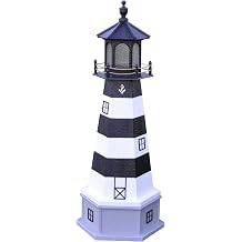 Amish-Made Bodie Island, NC Replica Outdoor Lighthouse with Base and Solar LED Light, 113" Tall