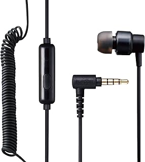 エレコム モノラルイヤホン カナル型 マイク付 Fast Music φ9.2mm カールケーブル 4極ミニプラグ ブラック EHP-CCS100CMMBK