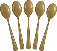 Vista 18 de Exquisite Cucharas de plástico naranja, 50 piezas, cucharas naranjas, utensilios desechables, juego de cubiertos de plástico resistente