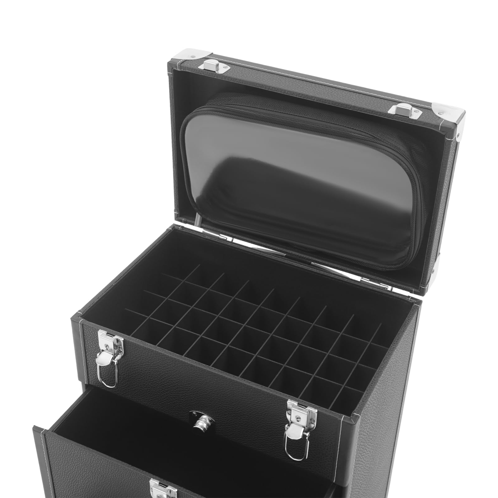 Carro de maquillaje, maletín con ruedas, organizador de esmalte de uñas, joyas de viaje, maletín de viaje cosmético con 4 ruedas, 03 piel sintética, maletín de maquillaje, adecuado para viajes