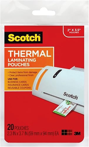 Scotch - Bolsas de laminación térmica, tamaño de tarjeta de visita, 20 unidades, paquete de 4