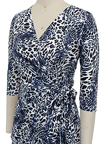 Image of Berydress Women's 3 /4 Sleeve V Neck Casual Party Work Faux Black Wrap Dress