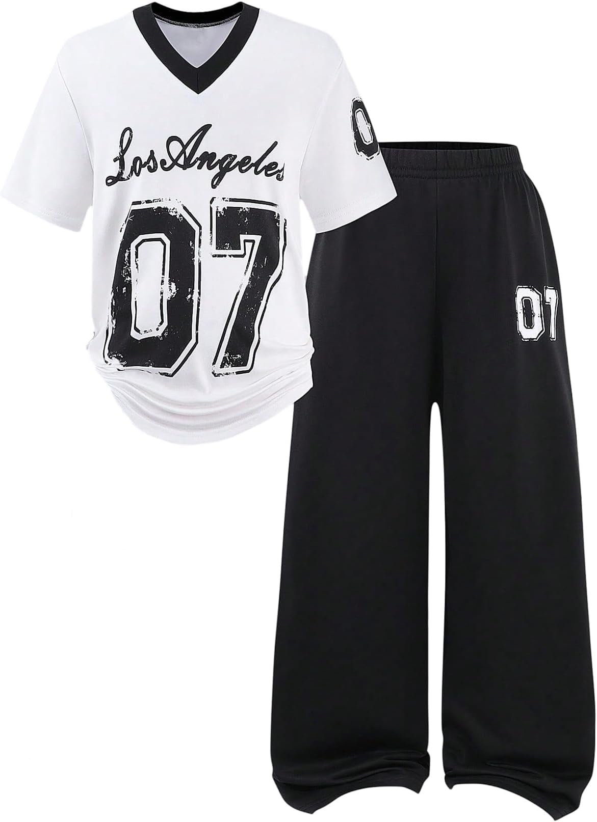 Girl's Jersey Shirt 2 Piece Athletic Outfits Oversized Tee and Sweatpants Suit Pant Sets for Teen Girls