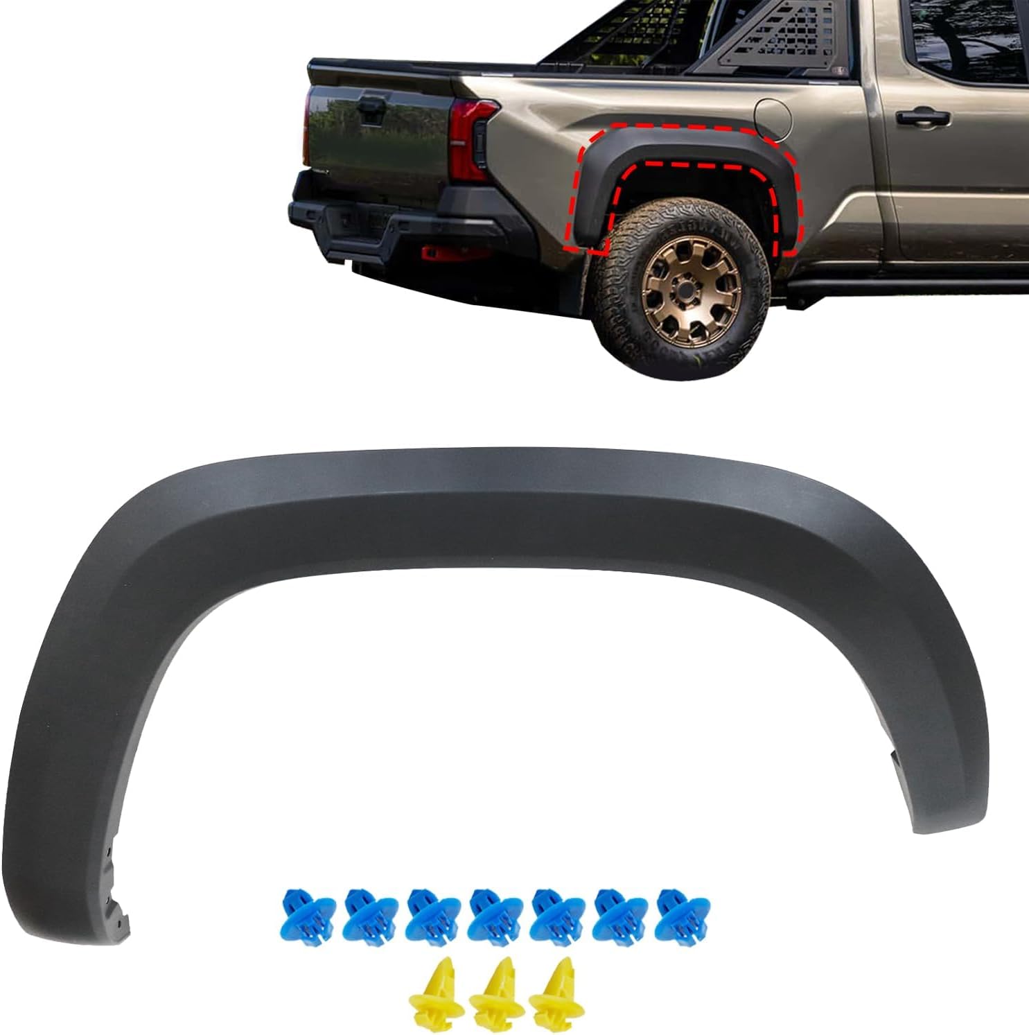 Rear Right Fender Trim Molding Compatible with Toyota Tacoma 2016-2021 3.5L V6/ 2.7L l4 Replace# 7587304900 TO1791111 Rear Passenger Side Wheel Fender Opening Arch Trim Molding