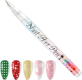 1 PCS White Nail Art Polish Pens, Kalolary 0.5mm Nail Art Markers Nail Point Graffiti Dotting Pen Drawing Painting Liner Brush for DIY Nail Art Beauty Adorn Manicure Tools