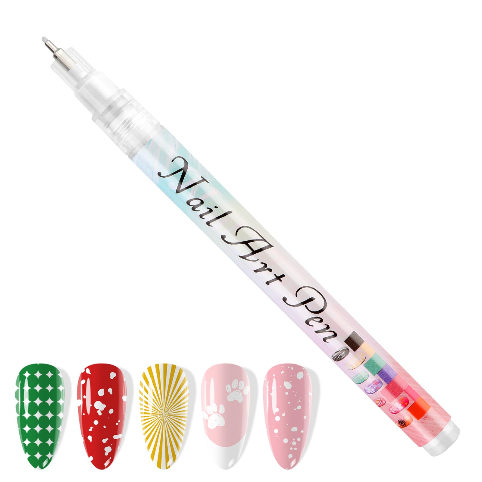 Kalolary 1pcs White 3D Nail Art Pens Set Glitter Nail Graffiti Drawing Pen Nail Polish Pens Fine Tip Manicure Tools for Painting Nails DIY Nail Art Beauty Adorn for Women Girls (1P White 0.5mm)