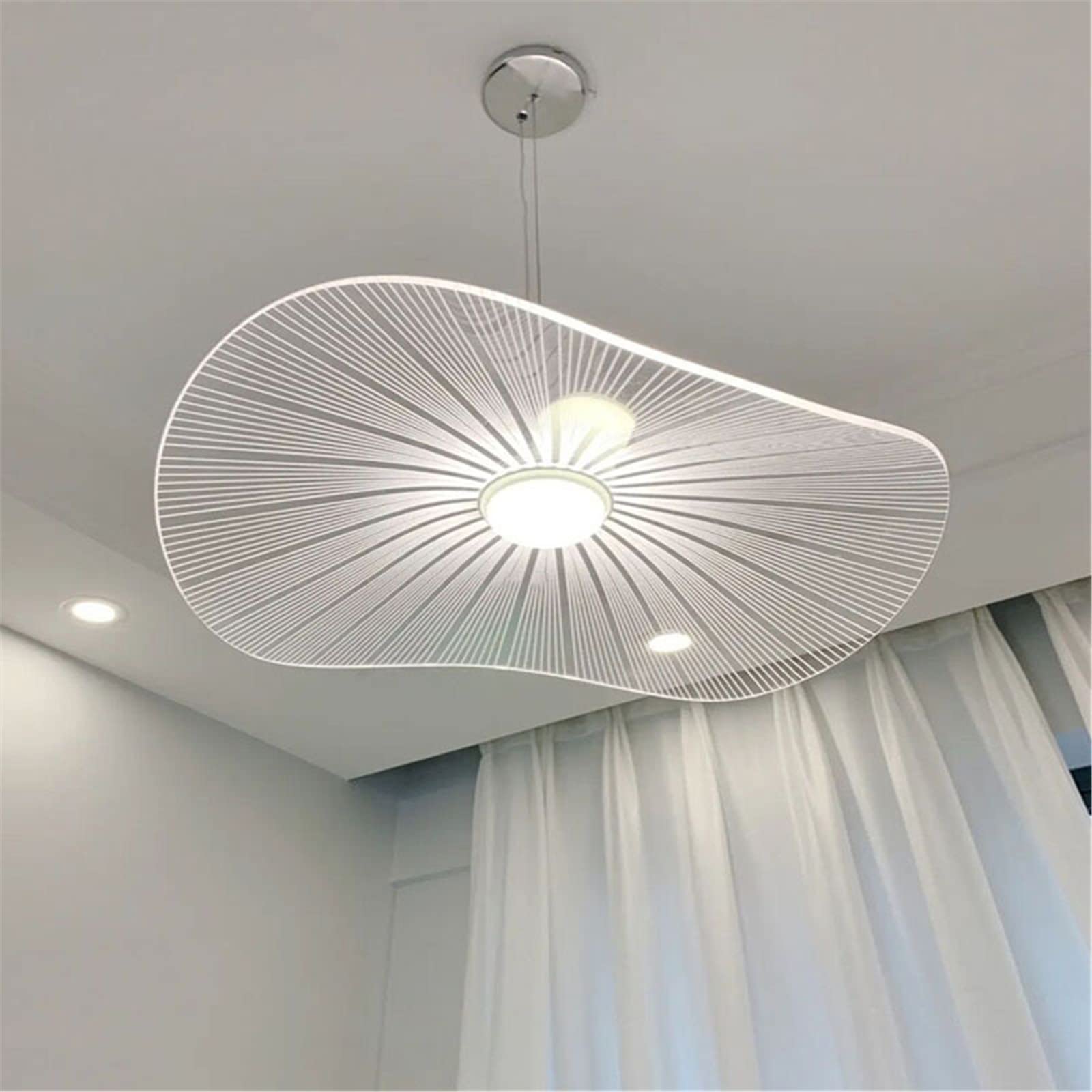 UltraNurtureestVertigo Chandelier Lamp 40-60 cm Retro Pendant Lights, Creative LED Lamp Aluminum+Acrylic Hat Lotus Leaf Modern Design Living Room Kitchen Bathroom Decorative Lighting 40cm