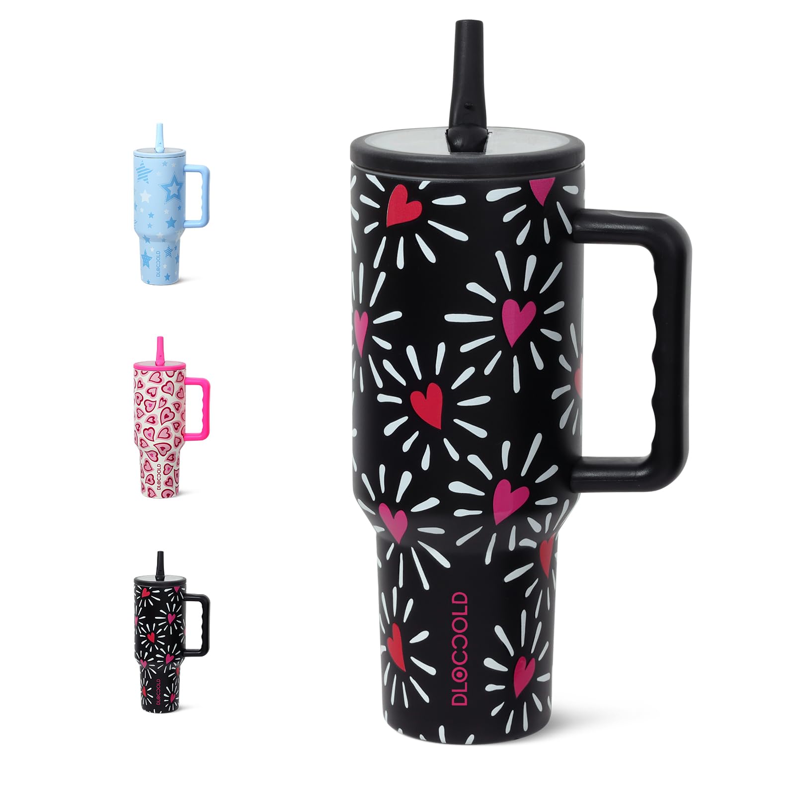 DLOCCOLD40 oz Tumbler with Handle & Flip Straw, Car Cup Holder Friendly, Leak Resistant Water Bottle, Reusable Insulated Modern Stainless Steel Tumbler, Gifts for Women & Men