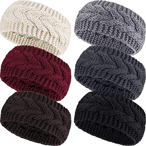Pangda 6 Pcs Winter Knit Headbands Ear Warmers for Women Neutral Colors