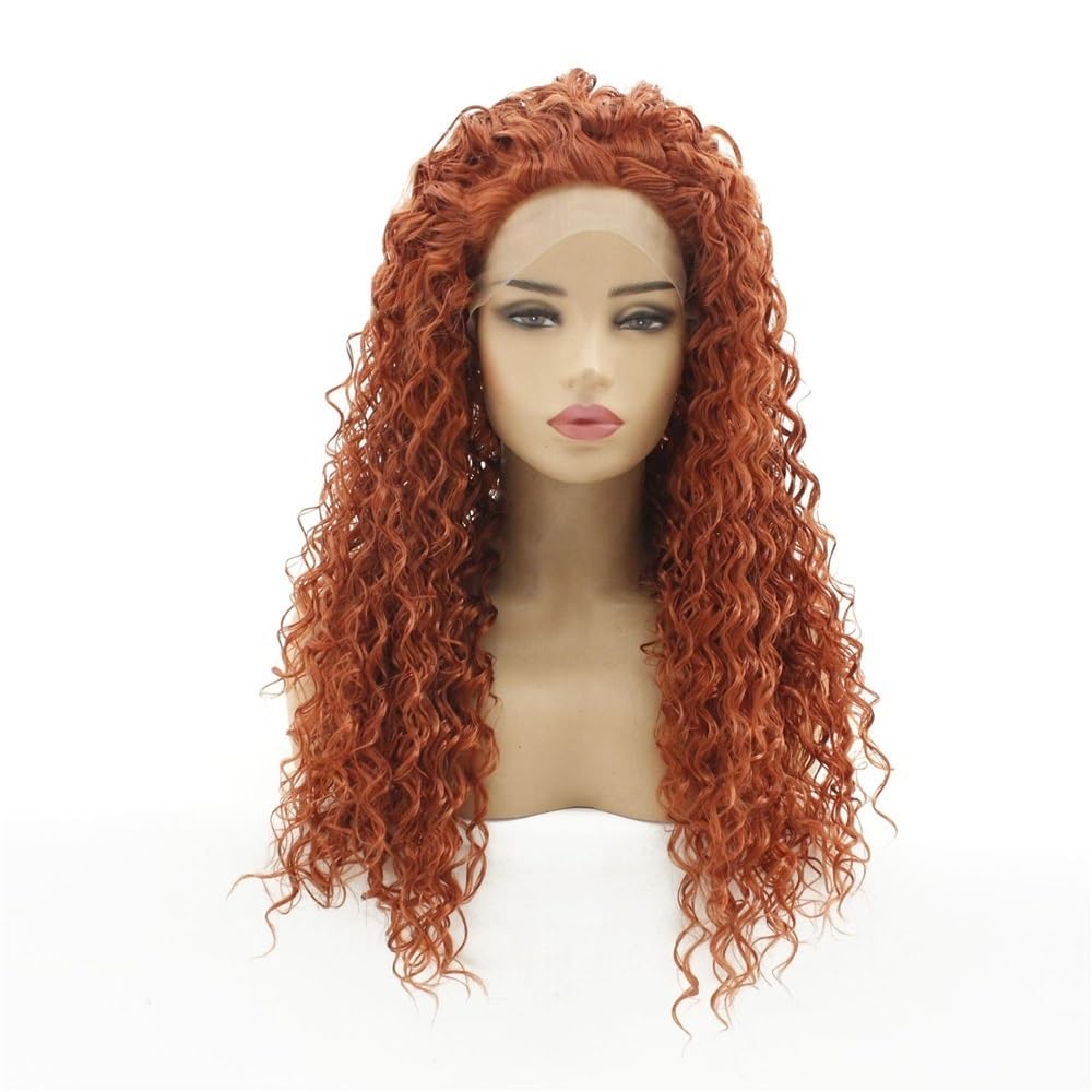 xiuling4568 Wear and Go Glueless Ginger Wigs Synthetic 13x3 HD Lace Front Wig Layered Afro Curly for Beginners Hairs Extensions(18inch)