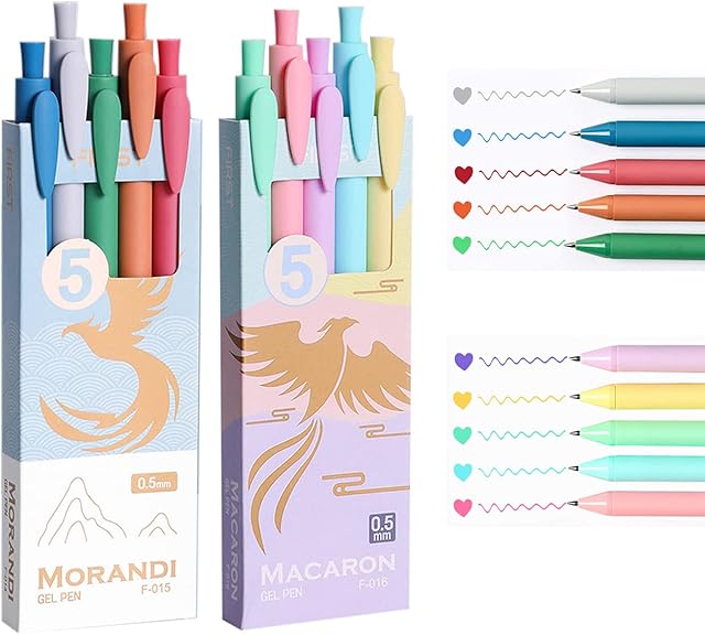 GHHFKGL 10 Assorted Colour Retractable Gel Pens, 0.5mm Fine Point Quick Dry Ink Pens, Unique Pastel Coloured Pen For Journaling, Drawing, Doodling, and Notetaking (Macaron)